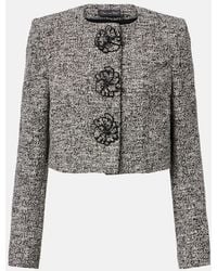 Oscar de la Renta - Floral-Applique Cotton-Blend Tweed Jacket - Lyst