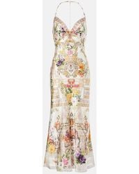 CAMILLA - Vestido Largo De Seda Con Cadena - Lyst