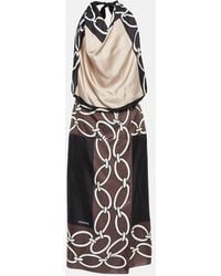 Valentino - Printed Silk Midi Dress - Lyst
