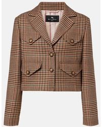 Etro - Houndstooth Cropped Wool Blazer - Lyst