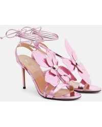 Mach & Mach - Orchid 95 Floral-Applique Leather Sandals - Lyst