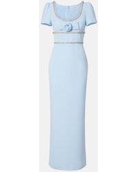 Self-Portrait - Floral-Applique Crepe Maxi Dress - Lyst