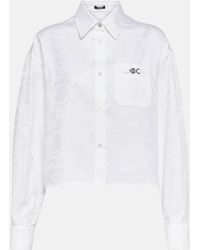 Versace - Camisa cropped Barocco de algodon - Lyst