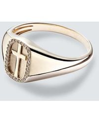 Sydney Evan - Ring Cross Icon Aus 14Kt Gelbgold Mit Diamanten - Lyst