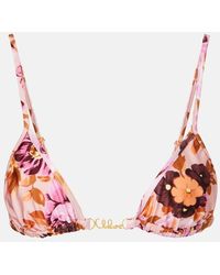 Chloé - Top De Bikini Floral Con Logo - Lyst