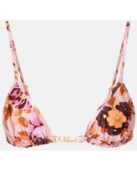 Chloé - Top Bikini Con Stampa E Logo - Lyst