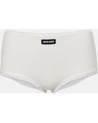 Miu Miu - Pointelle Cotton Micro Shorts - Lyst