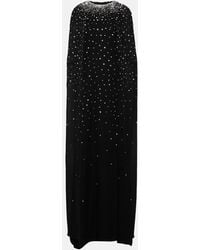 Monique Lhuillier - Caped Crystal-embellished Silk Gown - Lyst