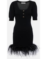 Alessandra Rich - Feather-Trimmed Wool Minidress - Lyst