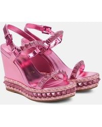 Christian Louboutin - Pyra Clou Leather Espadrille Wedges - Lyst