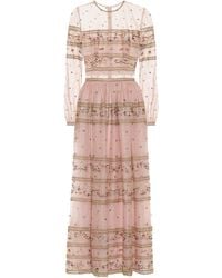 Costarellos Bestickte Robe aus Tüll - Pink