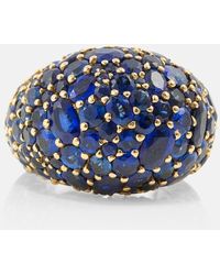 Octavia Elizabeth - Ring Azzurra Dome aus 18kt Gelbgold mit Saphiren - Lyst