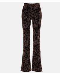 Chloé - Floral High-Rise Velvet Straight Pants - Lyst