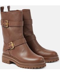 Gianvito Rossi - Thiago Leather Biker Boots - Lyst