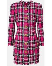 Balmain - Plaid Cotton And Wool-Blend Minidress - Lyst