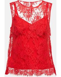 Dolce & Gabbana - Top Chantilly in pizzo con stampa - Lyst