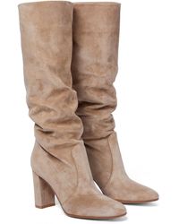 Gianvito Rossi Glen 85 Suede Knee-high Boots - Natural