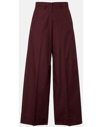 Max Mara - Cropped Cotton Poplin Wide-Leg Pants - Lyst
