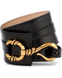 Alexander McQueen Hook Embellished Leather Waist Belt - Black