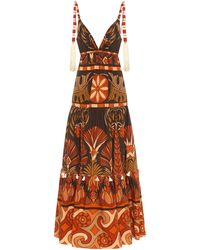 Johanna Ortiz Maxikleid Neptunian aus Baumwolle - Braun