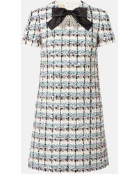 Valentino - Embellished Checked Tweed Minidress - Lyst