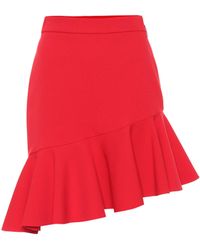 MSGM Minifalda asimétrica de crepé - Rojo