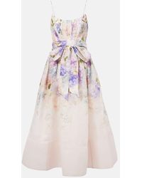 Zimmermann - Robe Dawning En Lin Et Soie A Fleurs - Lyst