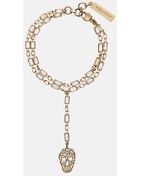 McQueen - Skull Crystal-Embellished Bracelet - Lyst