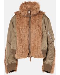 Sacai - Jacke Mit Faux Fur - Lyst