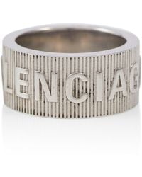 Balenciaga - Logo Sterling Silver Ring - Lyst