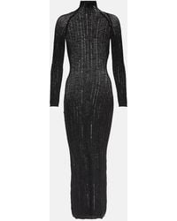 Alaïa - Distressed Wool-Blend Midi Dress - Lyst