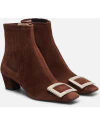 Roger Vivier - Belle Vivier 45 Suede Ankle Boots - Lyst