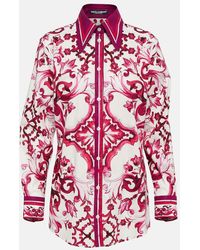 Dolce & Gabbana - Camisa de popelina con estampado Maiolica - Lyst