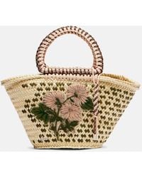 ALÉMAIS - Sage Medium Embellished Raffia Tote Bag - Lyst