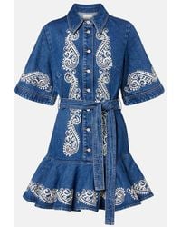 ALÉMAIS - Abito Corto Di Jeans Con Stampa Paisley - Lyst