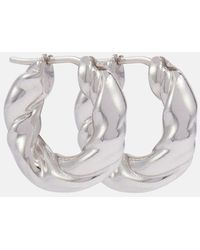 Loewe - Twisted Sterling Silver Hoop Earrings - Lyst
