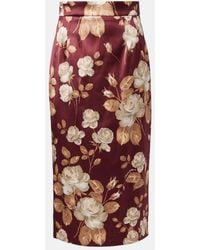 Dolce & Gabbana - High-Rise-Midirock Aus Satin - Lyst