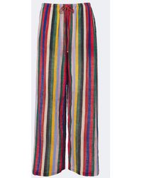 STAUD - Mateo Striped Cotton Wide-Leg Pants - Lyst
