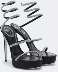 Rene Caovilla - Cleo Embellished Satin Platform Sandals - Lyst