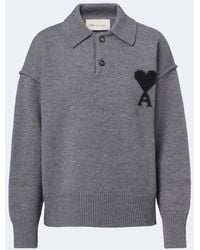 Ami Paris - Ami De Coeur Wool Polo Sweater - Lyst