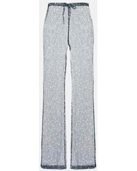 Dries Van Noten - Printed Sheer Silk Wide-Leg Pants - Lyst
