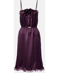 Gucci - Lace-Trimmed Silk Satin Midi Dress - Lyst
