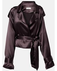 Frankie Shop - Simona Cropped Satin Trench Coat - Lyst