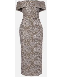 Oscar de la Renta - Floral Jacquard Midi Dress - Lyst