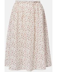 Posse - Charlotte Floral Cotton Midi Skirt - Lyst