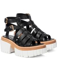 Stella McCartney Emilie Faux Leather Platform Sandals - Black