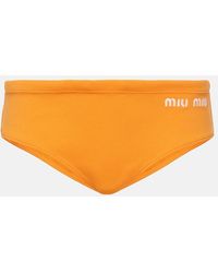 Miu Miu - Slip bikini con logo - Lyst