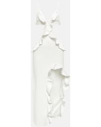David Koma - Ruffle-Trimmed Asymmetrical Cutout Midi Dress - Lyst