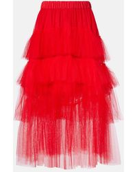 Simone Rocha - Tiered Tulle Midi Skirt - Lyst