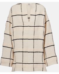 TOTEME - Checked Cotton And Linen-Blend Canvas Tunic - Lyst